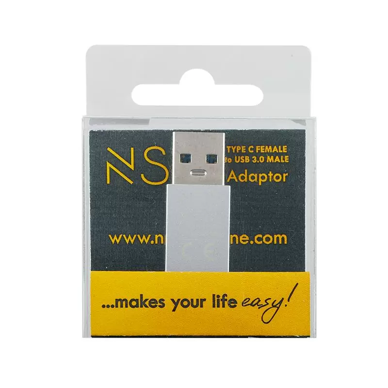 matshop.gr - NSP ΜΕΤΑΤΡΟΠΕΑΣ LONG TYPE C FEMALE ΣΕ USB 3.0 MALE 2.4A SILVER