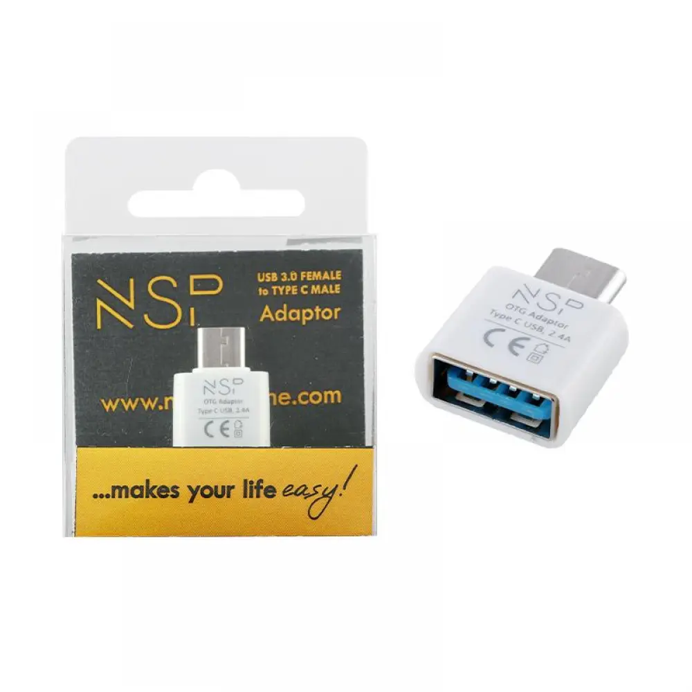 matshop.gr - NSP ΜΕΤΑΤΡΟΠΕΑΣ USB 3.0 OTG 2.4A FEMALE ΣΕ TYPE C MALE WHITE