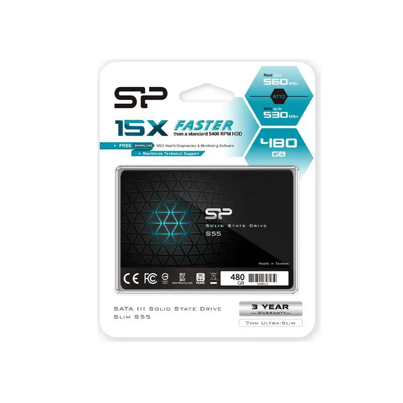 matshop.gr - SILICON POWER 2.5" S55 SSD SATA III TCL 3D NAND 480GB 6GB/SEC R/W 550/450MB/s SLIM DESIGN BLUE