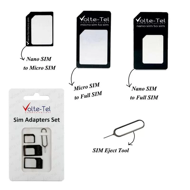 matshop.gr - ADAPTORS SET 4 IN 1 - 3 SIM CARD ADAPTORS + SIM CARD TRAY TOOL VOLTE-TEL