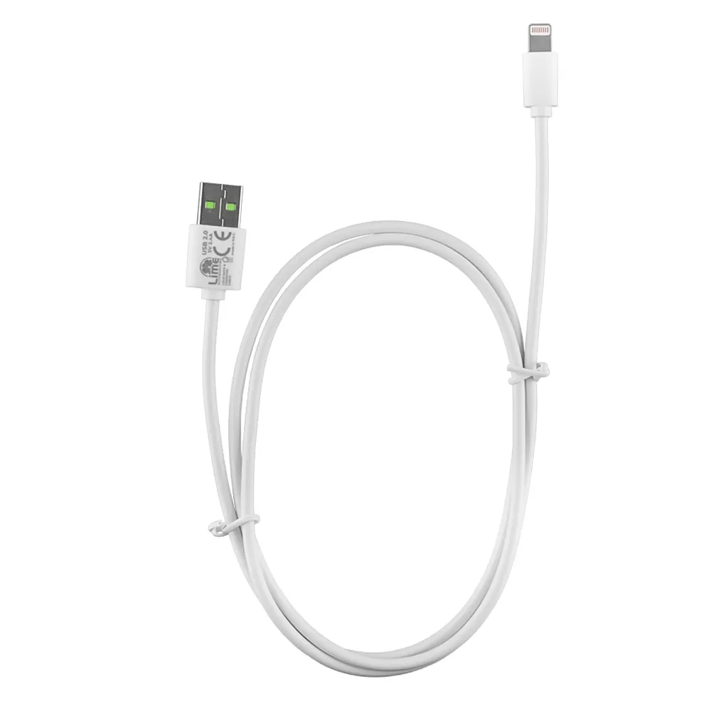 LIME LIGHTNING LONG USB 2.4A ΦΟΡΤΙΣΗΣ-DATA 1m LUL01 WHITE