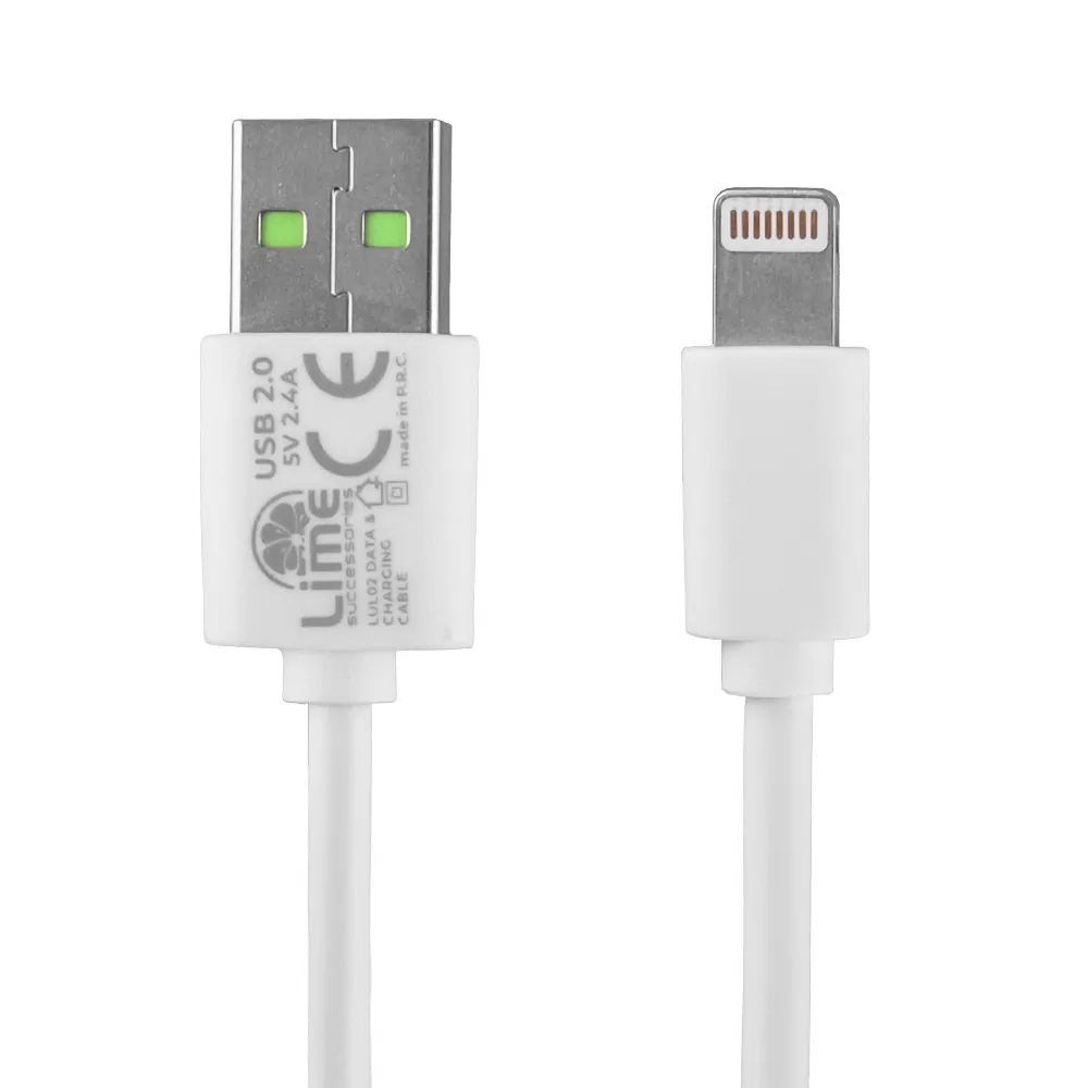 LIME LIGHTNING LONG USB 2.4A ΦΟΡΤΙΣΗΣ-DATA 1m LUL01 WHITE