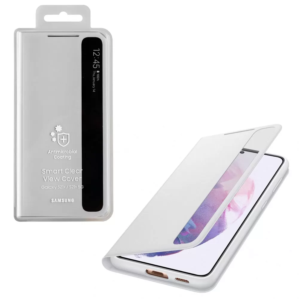matshop.gr - ΘΗΚΗ SAMSUNG S21 PLUS 5G G996 CLEAR VIEW COVER EF-ZG996CJEGEE LIGHT GREY PACKING OR