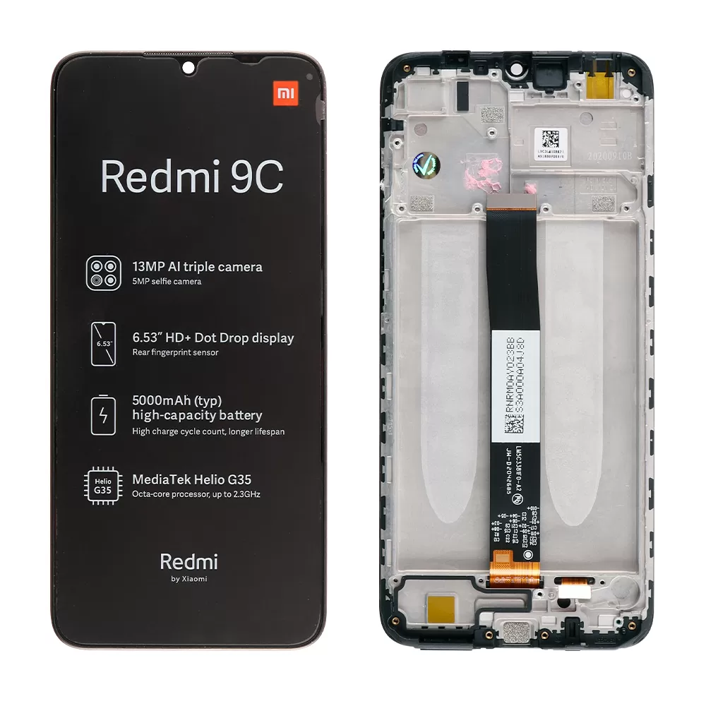 matshop.gr - XIAOMI REDMI 9A/9C /9AT ΟΘΟΝΗ + TOUCH SCREEN + LENS 5600070C3L00 BLACK ORIGINAL SERVICE PACK