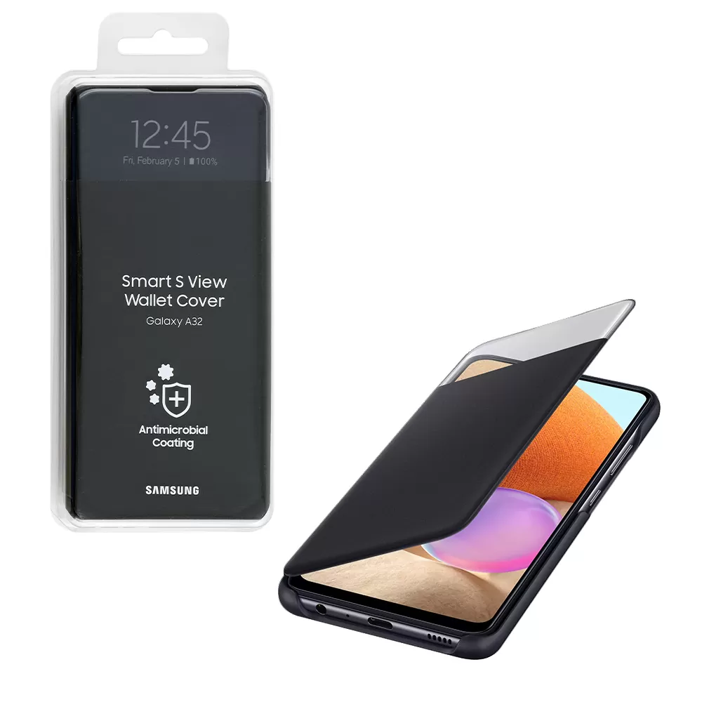 matshop.gr - ΘΗΚΗ SAMSUNG A32 4G A325 S VIEW WALLET COVER EF-EA325PBEGEE BLACK PACKING OR