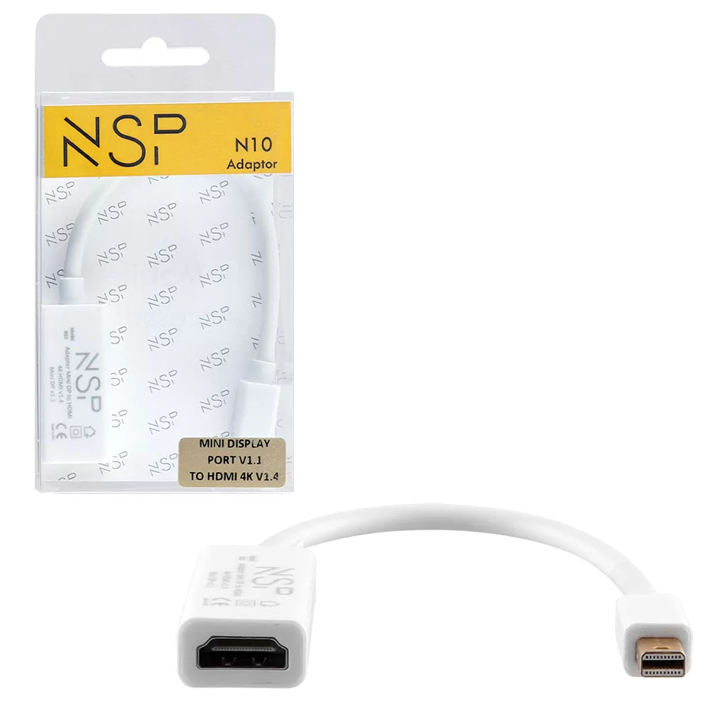 matshop.gr - NSP N10 CABLE ADAPTER MINI DISPLAY PORT V1.1 TO HDMI 4K V1.4 0,23m WHITE