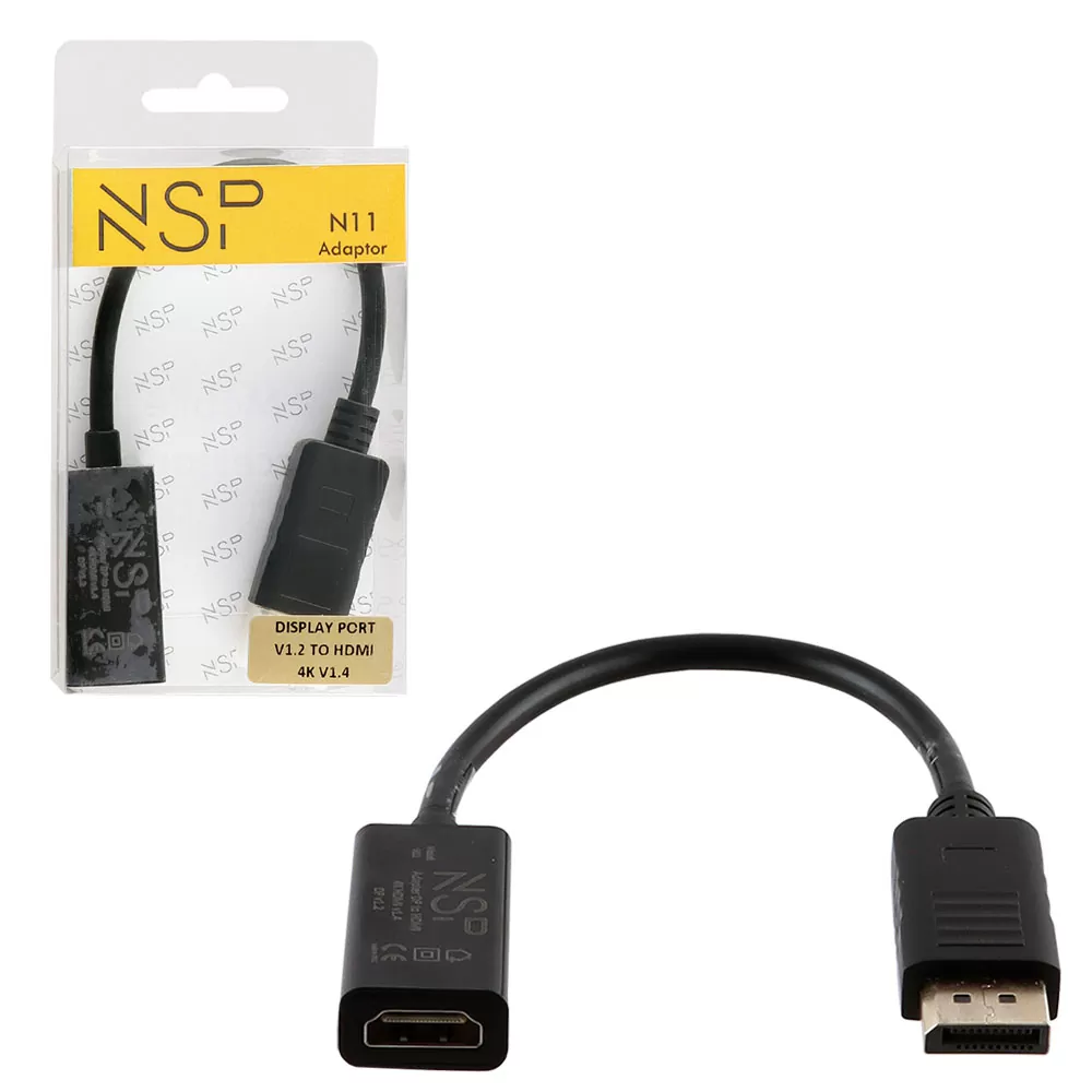 matshop.gr - NSP N11 CABLE ADAPTER DISPLAY PORT V1.2 TO HDMI 4K V1.4 0,23m BLACK