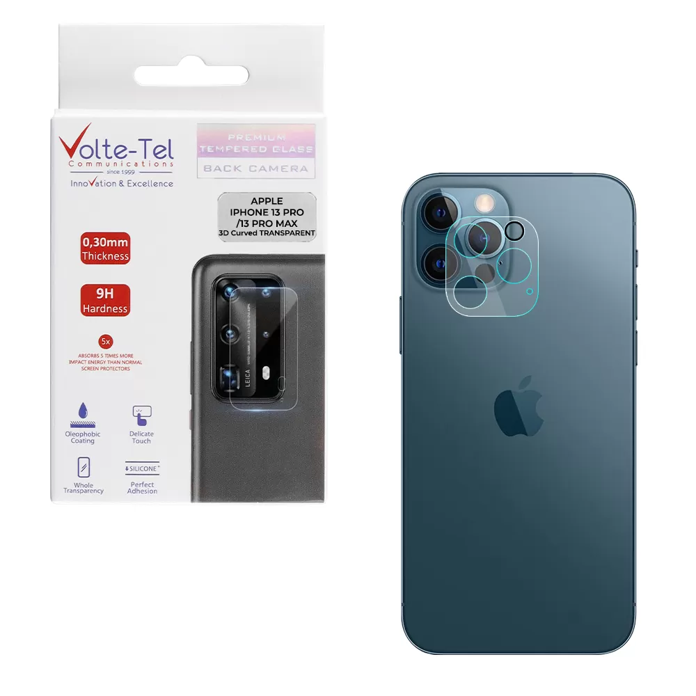 matshop.gr - VOLTE-TEL TEMPERED GLASS IPHONE 13 PRO 6.1"/IPHONE 13 PRO MAX 6.7" 9H 0.25mm 3D CURVED FOR CAMERA TRANSPARENT