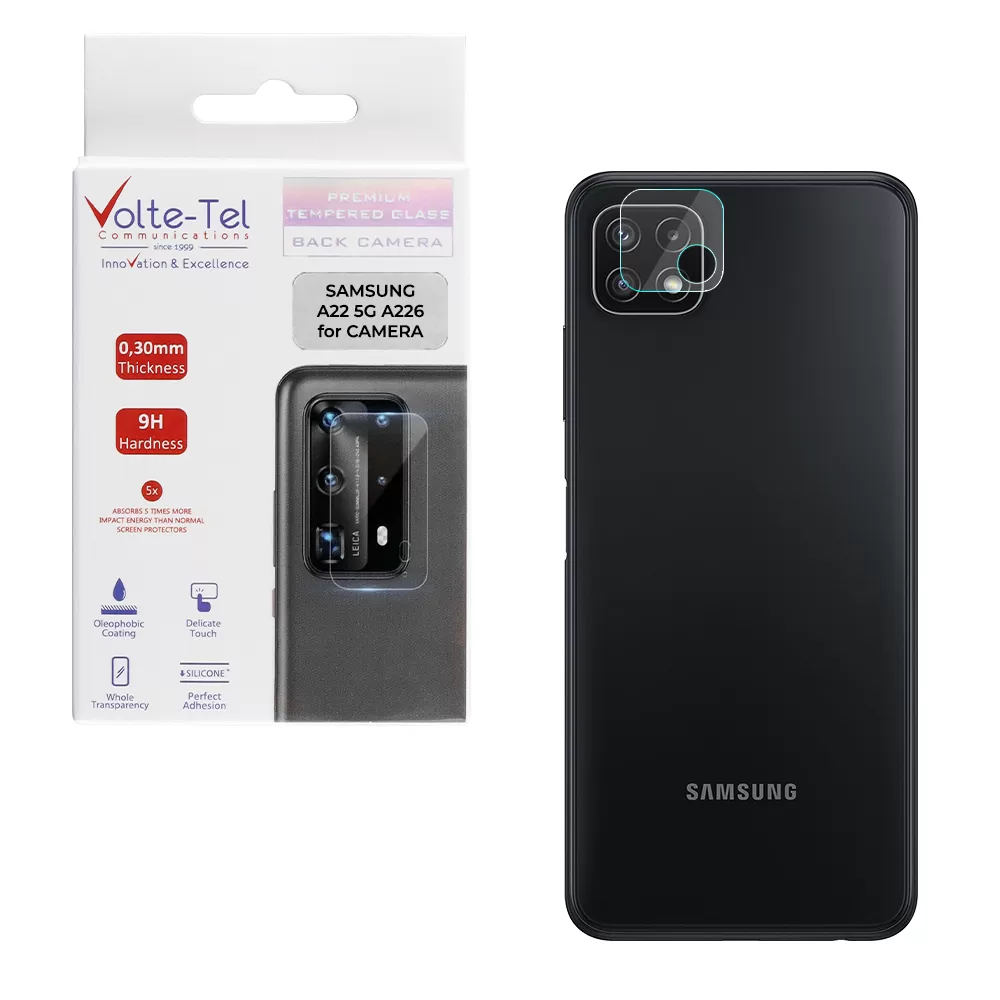 matshop.gr - VOLTE-TEL TEMPERED GLASS SAMSUNG A22 5G A226 6.6" 9H 0.30mm FOR CAMERA