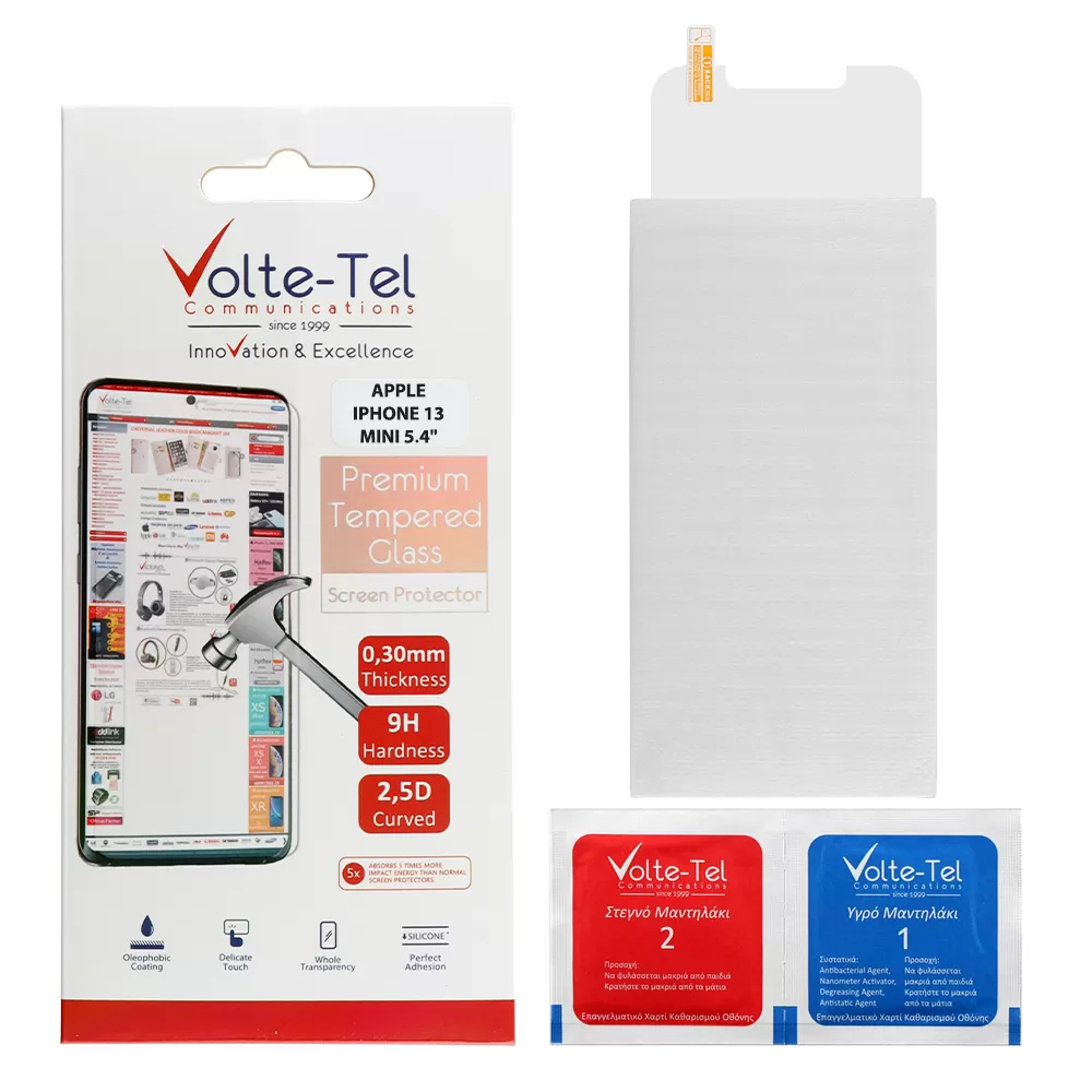 matshop.gr - VOLTE-TEL TEMPERED GLASS IPHONE 13 MINI 5.4" 9H 0.30mm 2.5D OPEN NOTCH