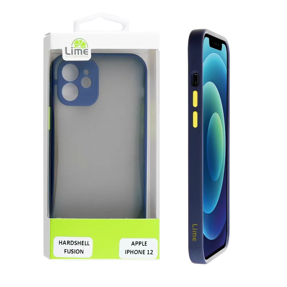 matshop.gr - LIME ΘΗΚΗ IPHONE 12 6.1" HARDSHELL FUSION FULL CAMERA PROTECTION BLUE WITH YELLOW KEYS