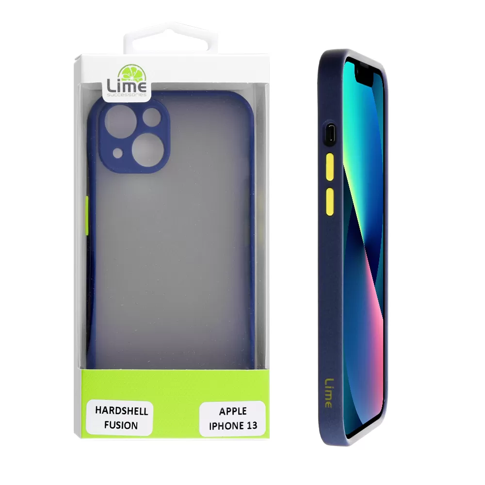 matshop.gr - LIME ΘΗΚΗ IPHONE 13 6.1" HARDSHELL FUSION FULL CAMERA PROTECTION BLUE WITH YELLOW KEYS