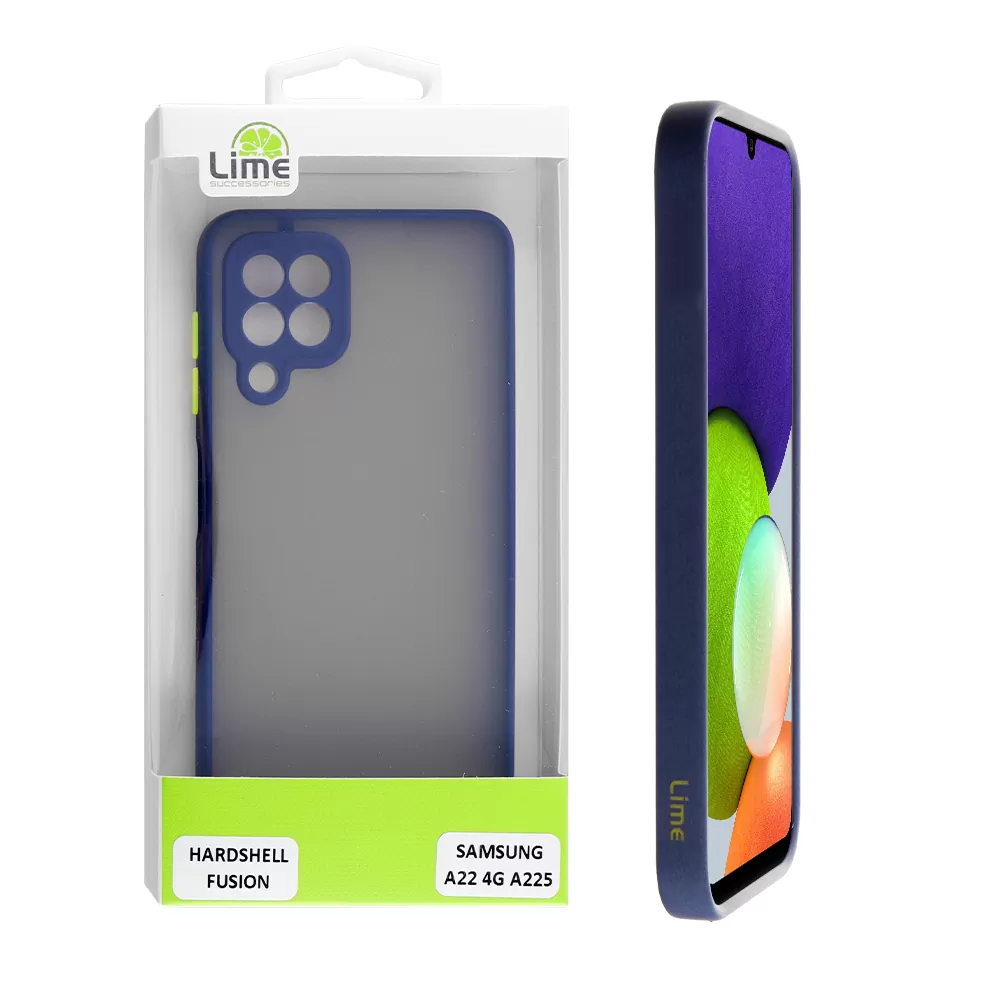 matshop.gr - LIME ΘΗΚΗ SAMSUNG A22 4G A225 6.4" HARDSHELL FUSION FULL CAMERA PROTECTION BLUE WITH YELLOW KEYS