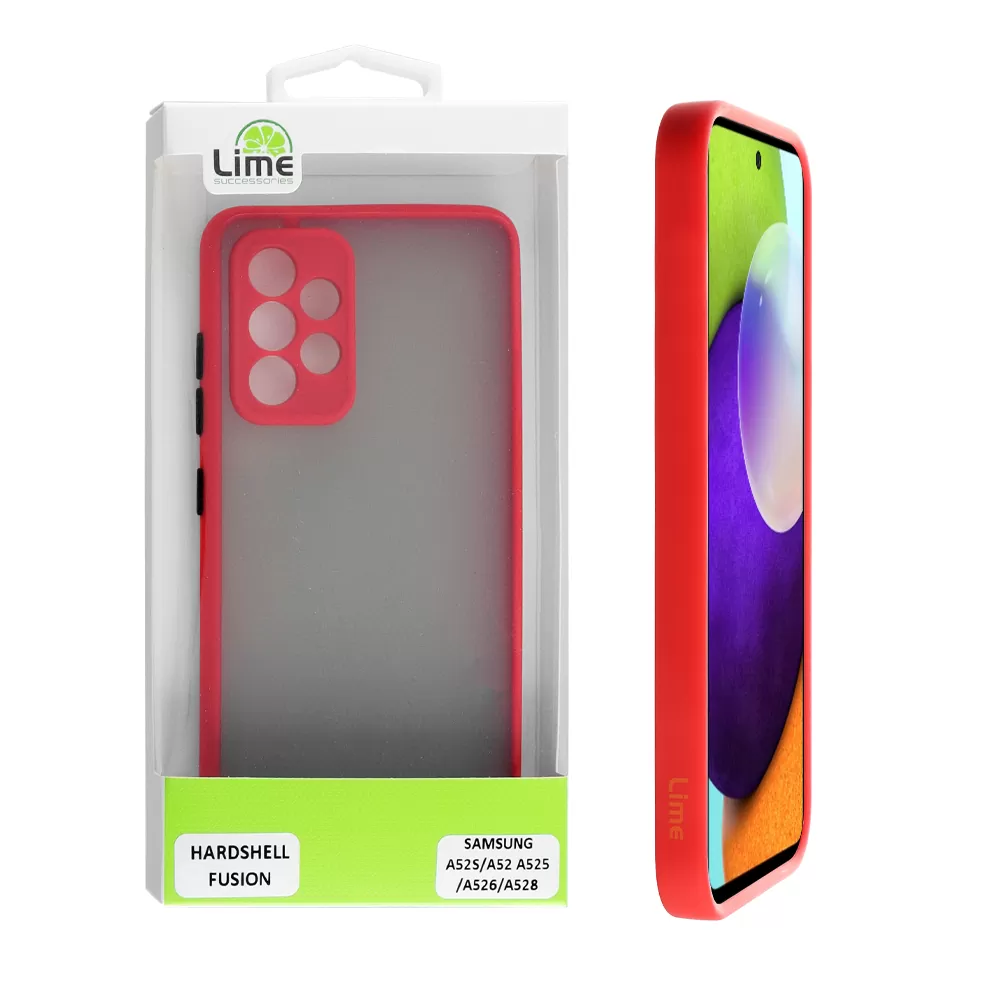 matshop.gr - LIME ΘΗΚΗ SAMSUNG A52S/A52 A525/A526/A528 6.5" HARDSHELL FUSION FULL CAMERA PROTECTION RED WITH BLACK KEYS