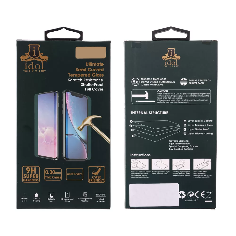 IDOL 1991 TEMPERED GLASS XIAOMI POCO X3/POCO X3 PRO 6.67" 9H 0.30mm PRIVACY ANTISPY SEMI CURVED FULL GLUE BLACK