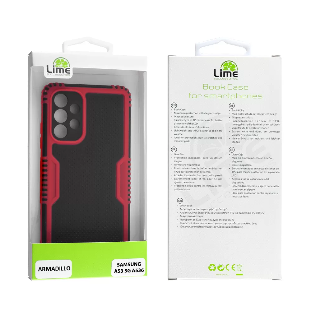 matshop.gr - LIME ΘΗΚΗ SAMSUNG A53 5G A536 6.5" ARMADILLO FULL CAMERA PROTECTION RED