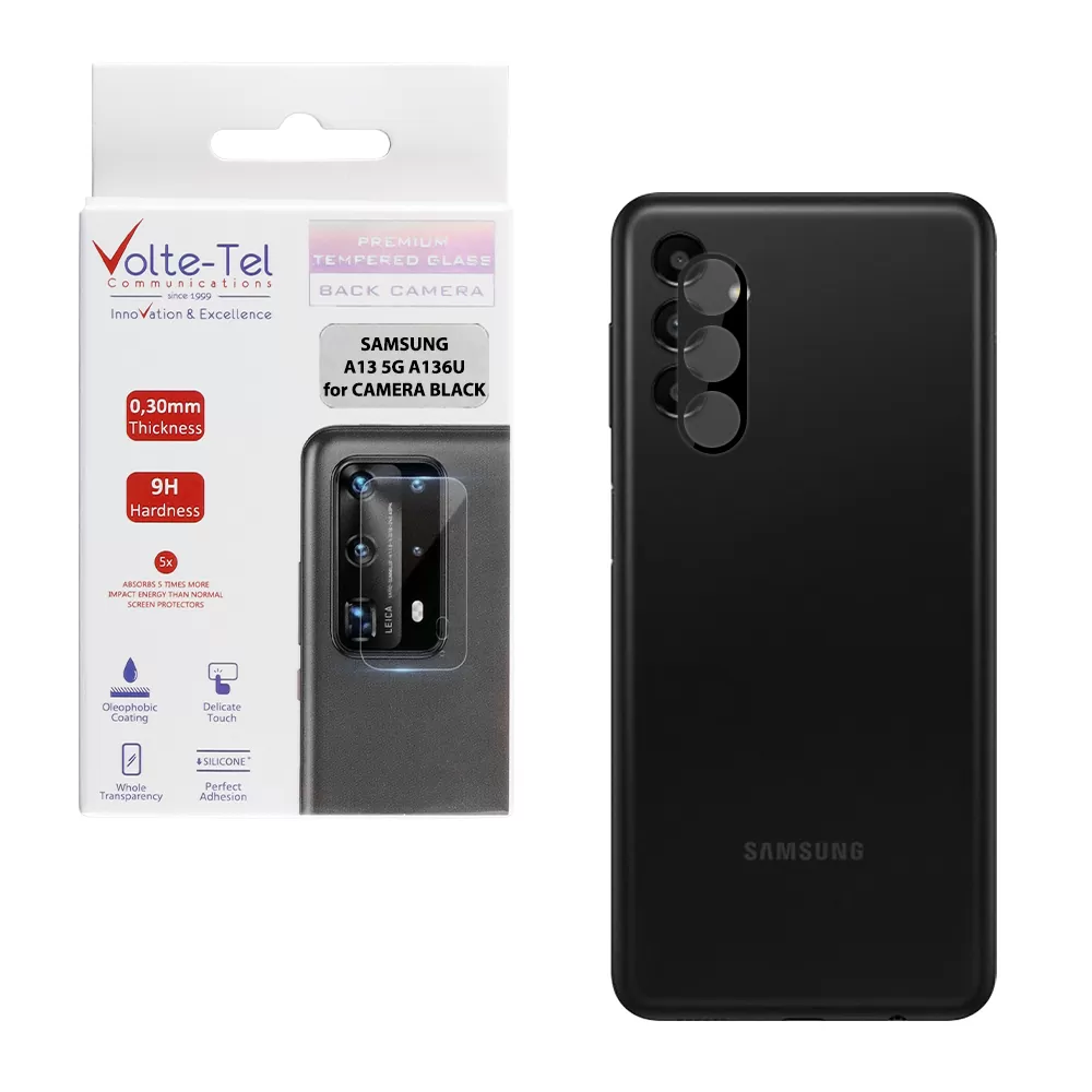 matshop.gr - VOLTE-TEL TEMPERED GLASS SAMSUNG A13 5G A136U 6.5" 9H 0.25mm 3D CURVED FOR CAMERA BLACK