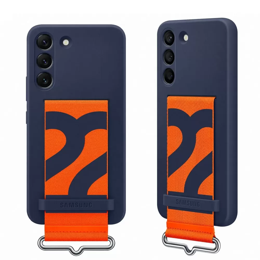 matshop.gr - ΘΗΚΗ SAMSUNG S22 5G S901 SILICONE COVER WITH STRAP EF-GS901TNEGWW NAVY PACKING OR