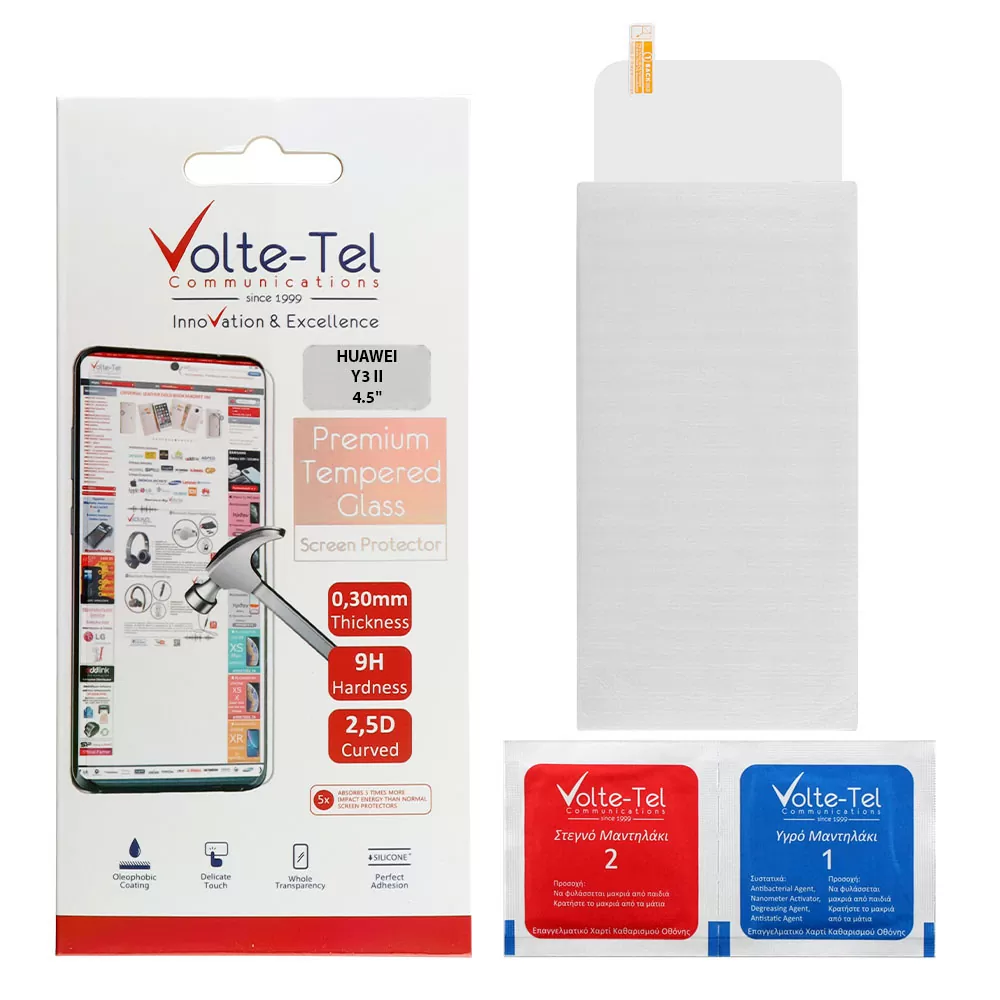 matshop.gr - VOLTE-TEL TEMPERED GLASS HUAWEI Y3 II 4.5" 9H 0.26mm 2.5D FULL GLUE FULL COVER