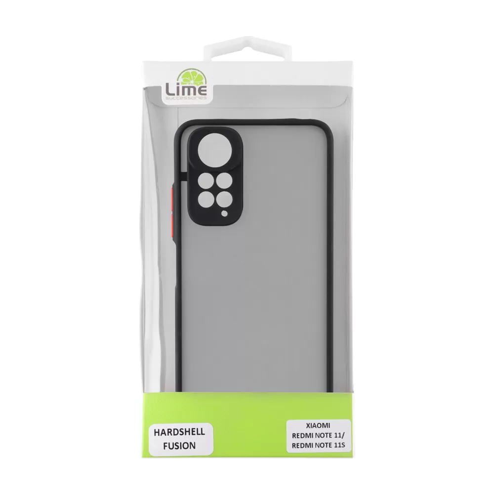 matshop.gr - LIME ΘΗΚΗ XIAOMI REDMI NOTE 11/REDMI NOTE 11S 6.43" HARDSHELL FUSION FULL CAMERA PROTECTION BLACK WITH RED KEYS