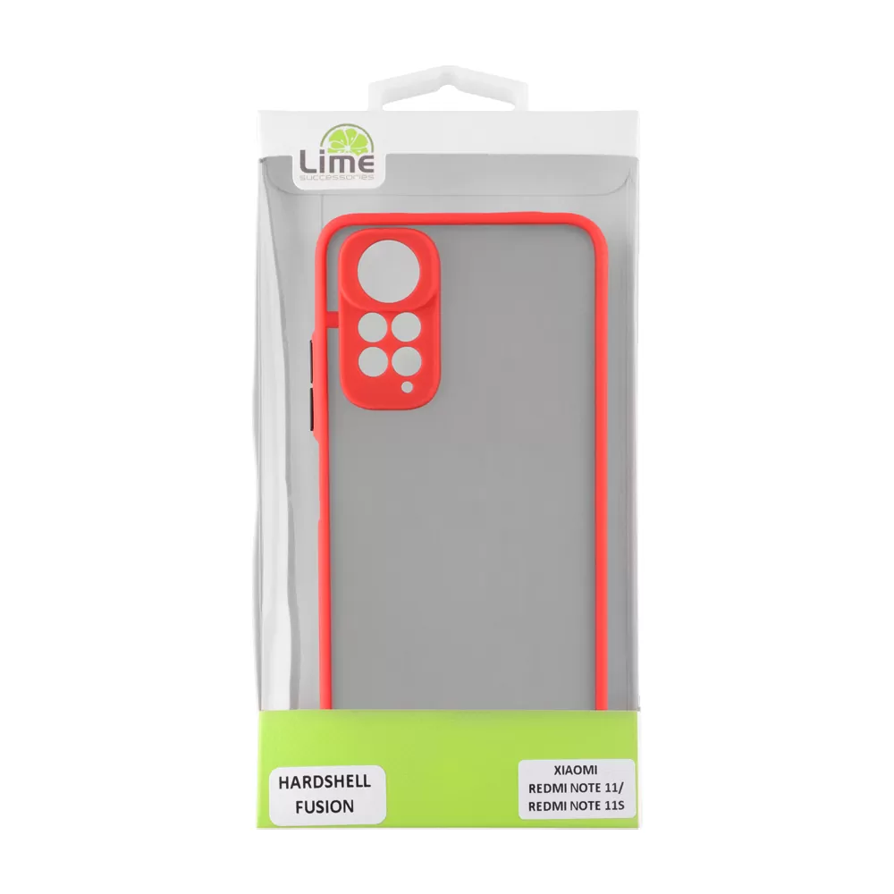 matshop.gr - LIME ΘΗΚΗ XIAOMI REDMI NOTE 11/REDMI NOTE 11S 6.43" HARDSHELL FUSION FULL CAMERA PROTECTION RED WITH BLACK KEYS