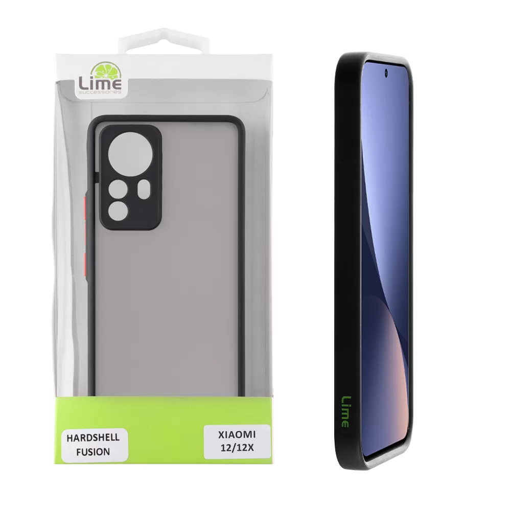 matshop.gr - LIME ΘΗΚΗ XIAOMI 12/12X 6.28" HARDSHELL FUSION FULL CAMERA PROTECTION BLACK WITH RED KEYS