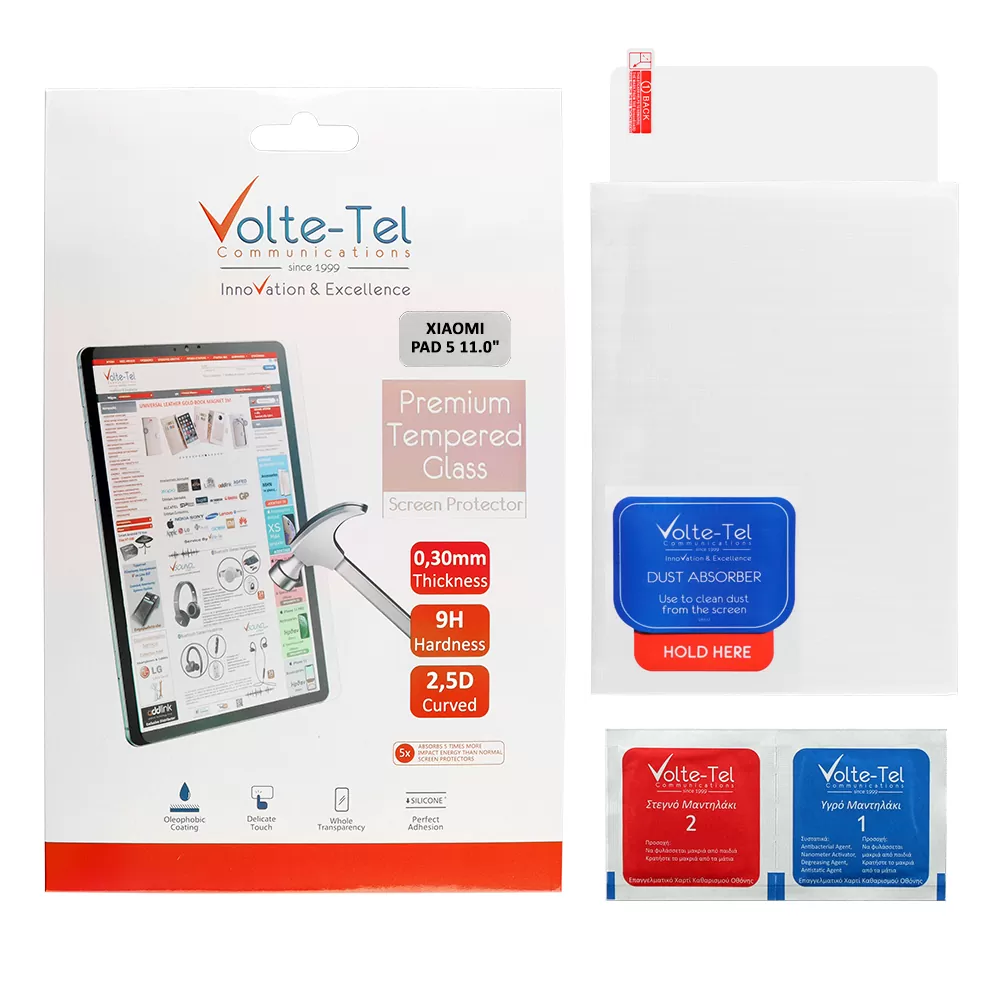 matshop.gr - VOLTE-TEL TEMPERED GLASS XIAOMI PAD 5/PAD 5 PRO 11.0" 9H 0.30mm 2.5D FULL GLUE FULL COVER