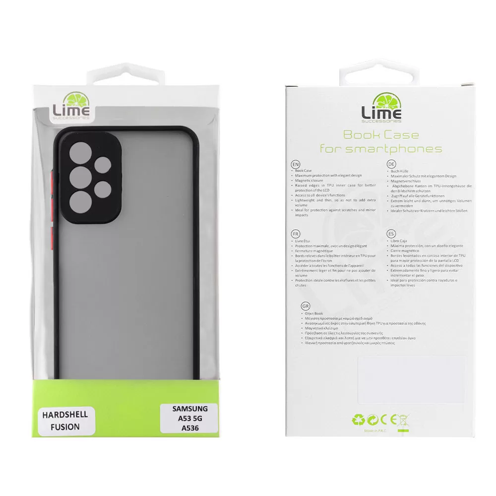 matshop.gr - LIME ΘΗΚΗ SAMSUNG A53 5G A536 6.5" HARDSHELL FUSION FULL CAMERA PROTECTION BLACK WITH RED KEYS