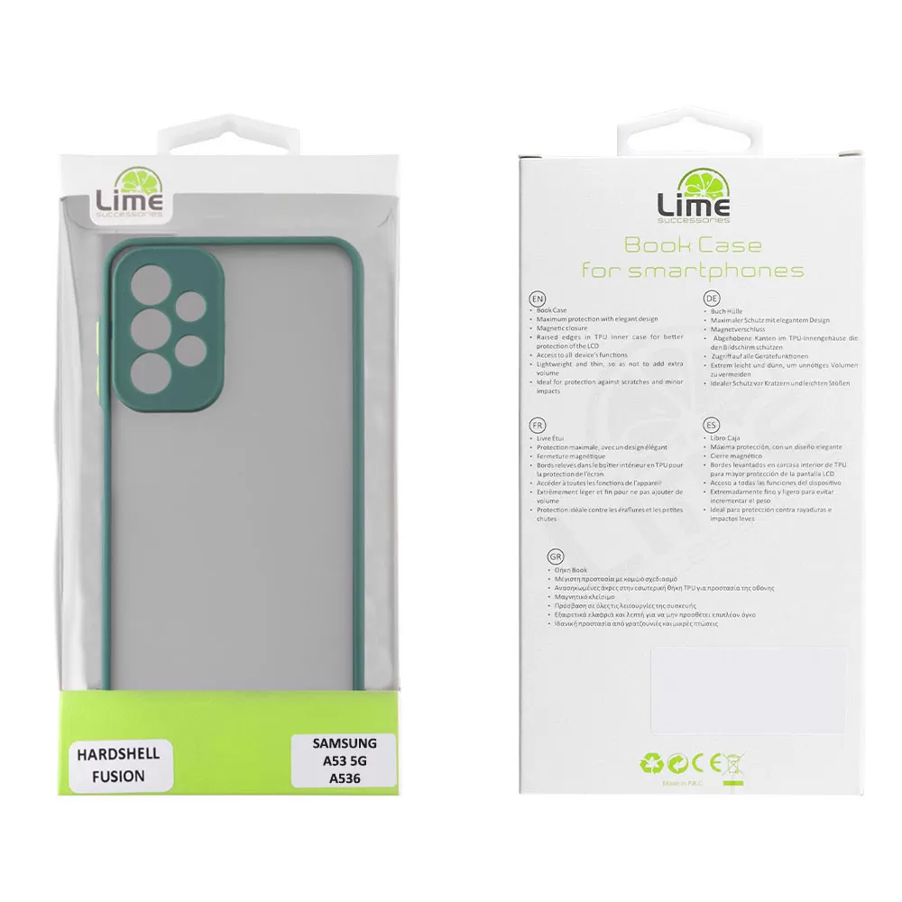 matshop.gr - LIME ΘΗΚΗ SAMSUNG A53 5G A536 6.5" HARDSHELL FUSION FULL CAMERA PROTECTION GREEN WITH YELLOW KEYS