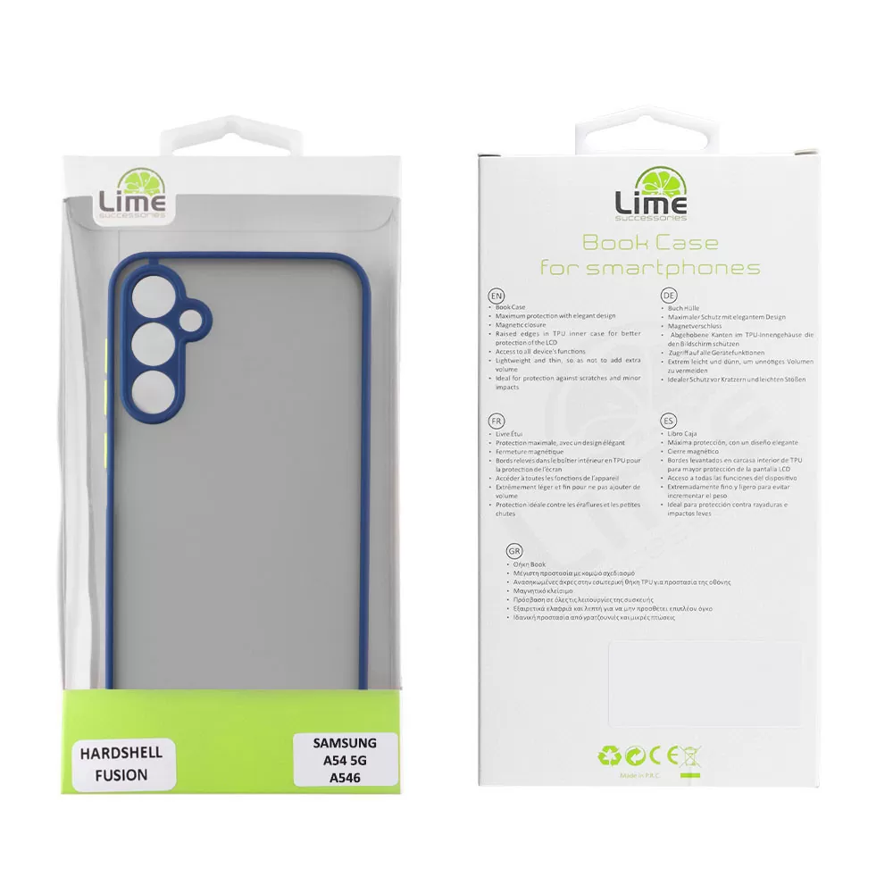 matshop.gr - LIME ΘΗΚΗ SAMSUNG A54 5G A546 6.4" HARDSHELL FUSION FULL CAMERA PROTECTION BLUE WITH YELLOW KEYS