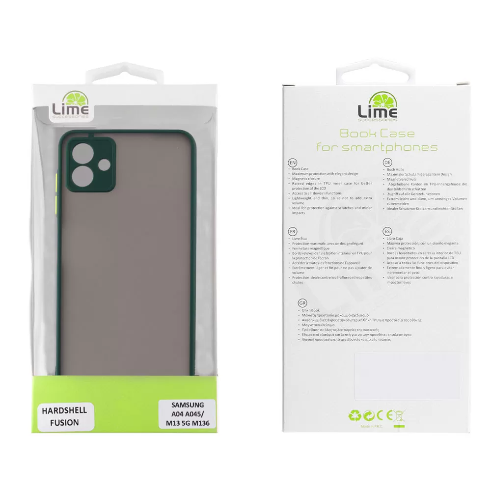 matshop.gr - LIME ΘΗΚΗ SAMSUNG A04 A045/M13 5G M136 6.5" HARDSHELL FUSION FULL CAMERA PROTECTION GREEN WITH YELLOW KEYS