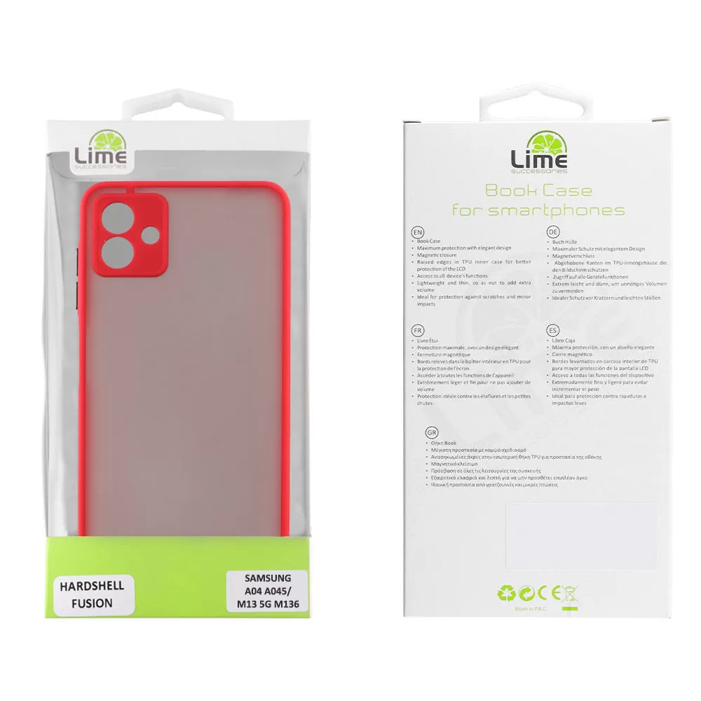 matshop.gr - LIME ΘΗΚΗ SAMSUNG A04 A045/M13 5G M136 6.5" HARDSHELL FUSION FULL CAMERA PROTECTION RED WITH BLACK KEYS