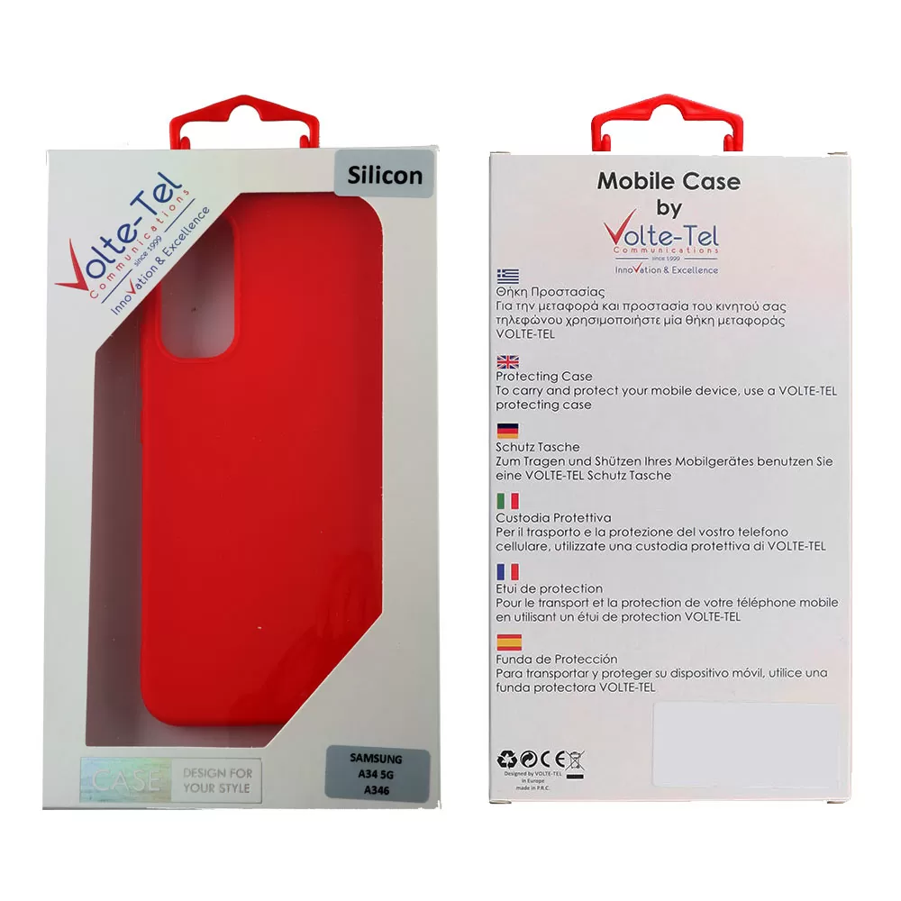 matshop.gr - VOLTE-TEL ΘΗΚΗ SAMSUNG A34 5G A346 6.6" SILICON TPU CAMERA GUARD RED