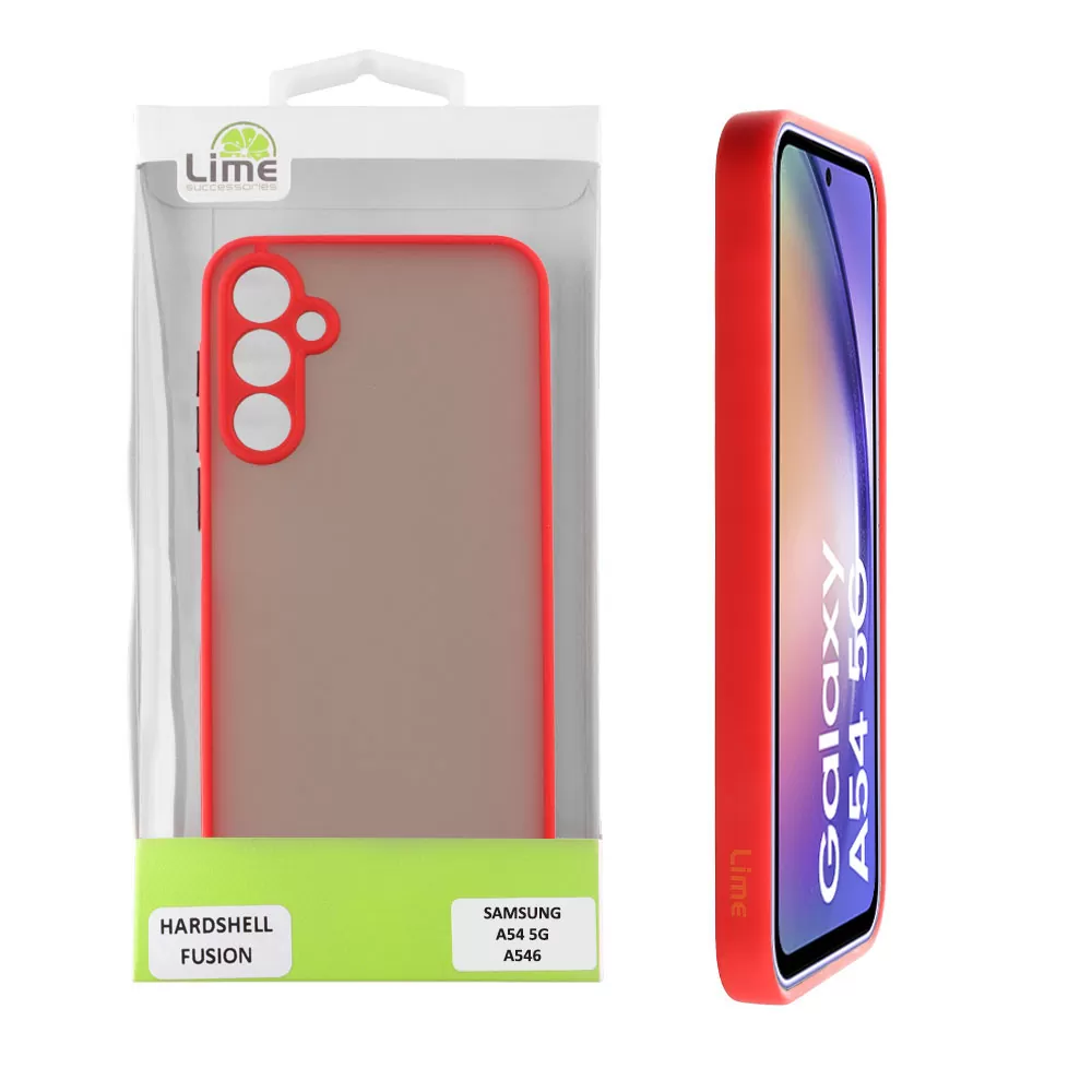 matshop.gr - LIME ΘΗΚΗ SAMSUNG A54 5G A546 6.4" HARDSHELL FUSION FULL CAMERA PROTECTION RED WITH BLACK KEYS