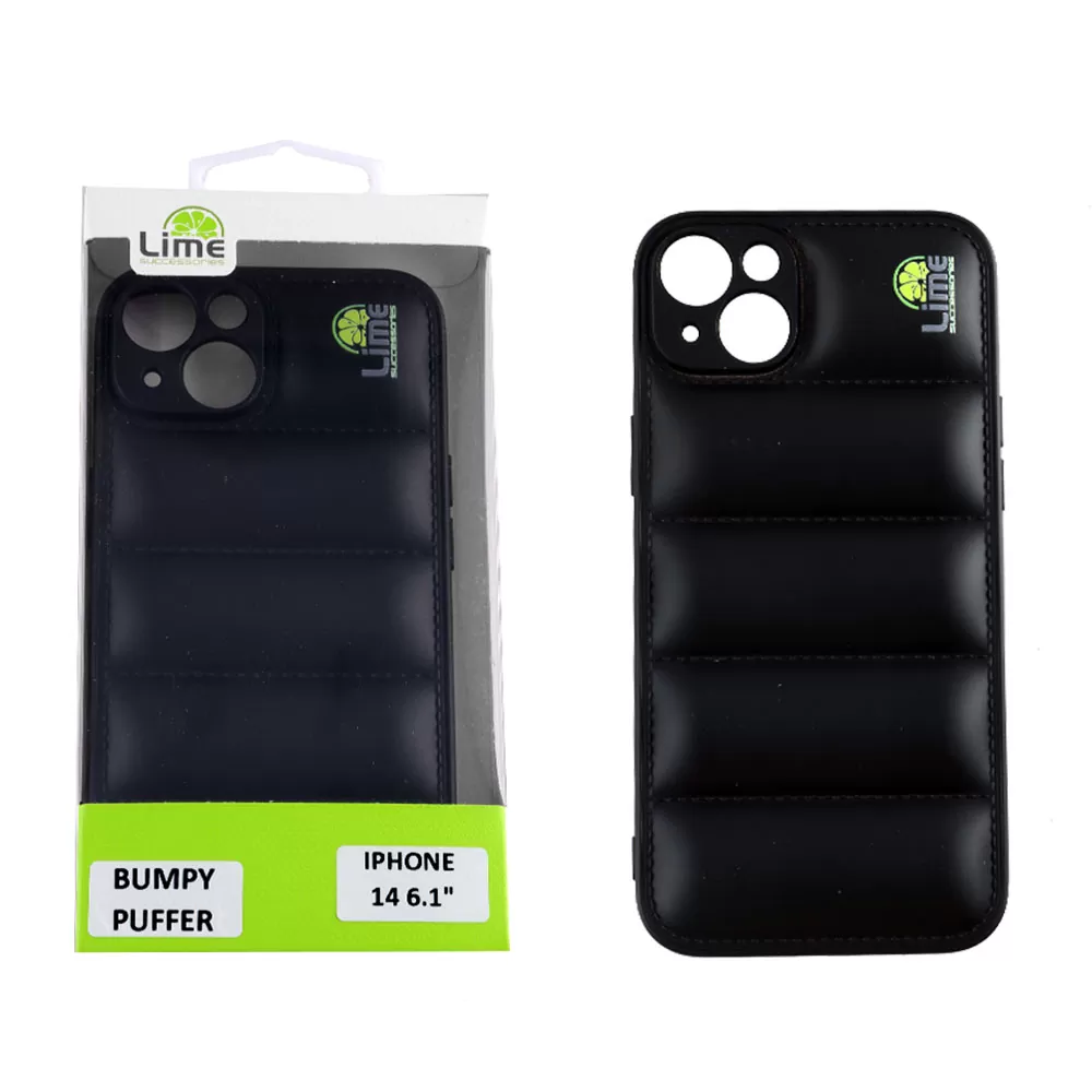 matshop.gr - LIME ΘΗΚΗ IPHONE 14 6.1" BUMPY PUFFER TPU FULL CAMERA PROTECTION BLACK