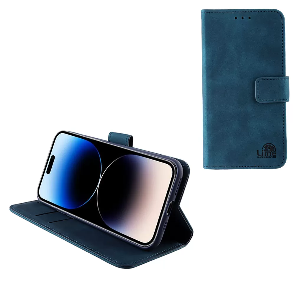 matshop.gr - LIME ΘΗΚΗ IPHONE 14 PRO 6.1" ESSENTIAL MAGNET BOOK STAND CLIP DARK BLUE