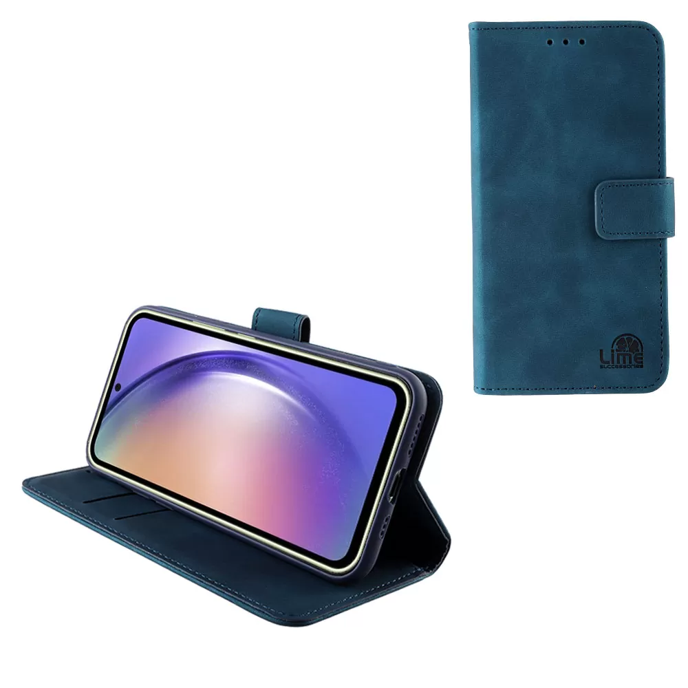 matshop.gr - LIME ΘΗΚΗ SAMSUNG A54 5G A546 6.4" ESSENTIAL MAGNET BOOK STAND CLIP DARK BLUE