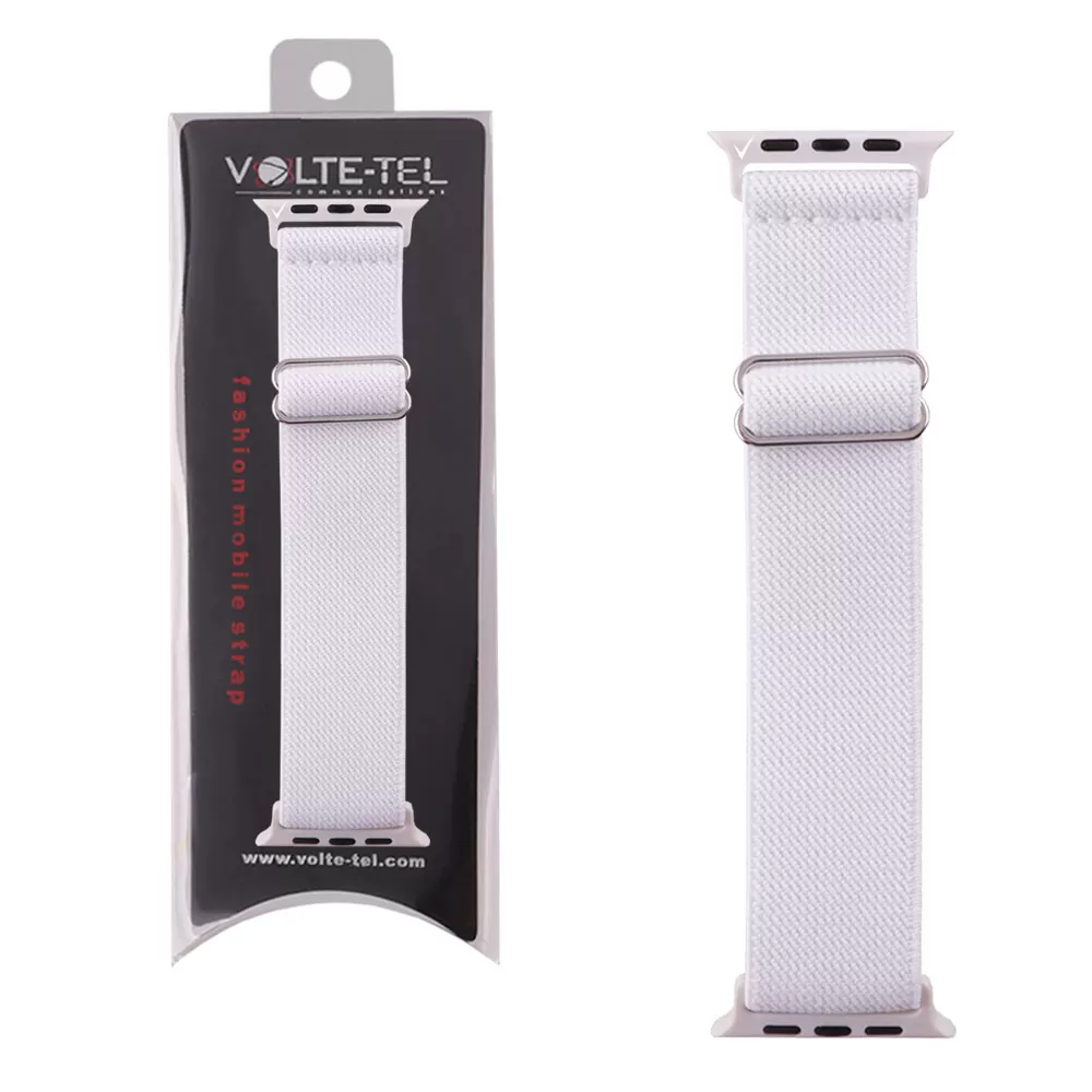 matshop.gr - VOLTE-TEL ΛΟΥΡΑΚΙ ΡΟΛΟΓΙΟΥ APPLE WATCH 42/44/45/49mm ELASTIC BRAIDED NYLON WHITE VT101