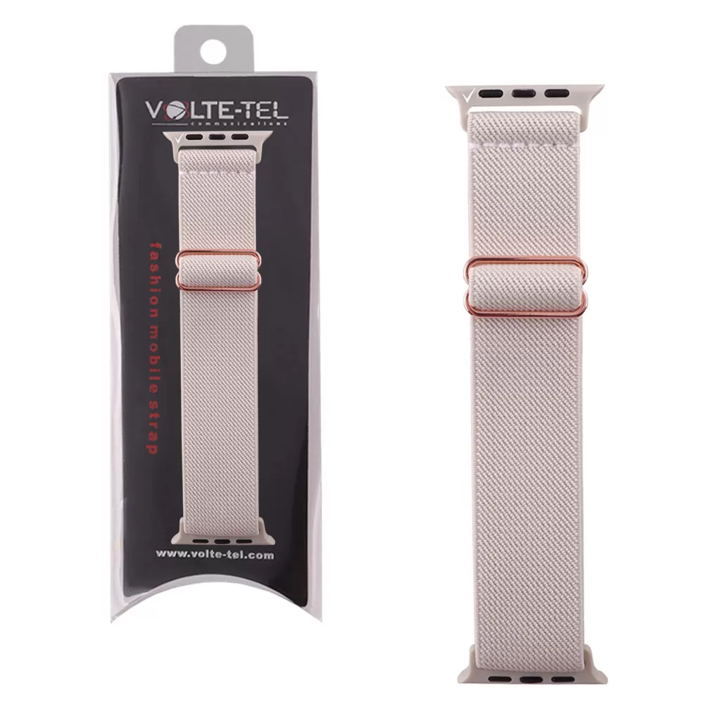 matshop.gr - VOLTE-TEL ΛΟΥΡΑΚΙ ΡΟΛΟΓΙΟΥ APPLE WATCH 42/44/45/49mm ELASTIC BRAIDED NYLON BEIGE VT101