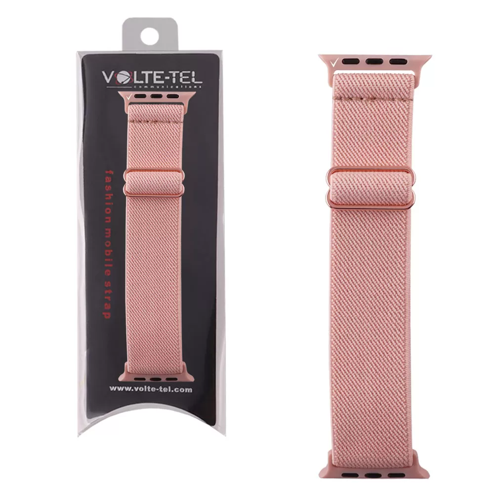matshop.gr - VOLTE-TEL ΛΟΥΡΑΚΙ ΡΟΛΟΓΙΟΥ APPLE WATCH 42/44/45/49mm ELASTIC BRAIDED NYLON PINK VT101