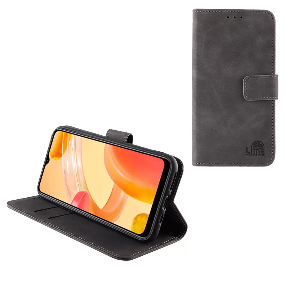 matshop.gr - LIME ΘΗΚΗ REALME C30/C30s 6.5" ESSENTIAL MAGNET BOOK STAND CLIP GREY