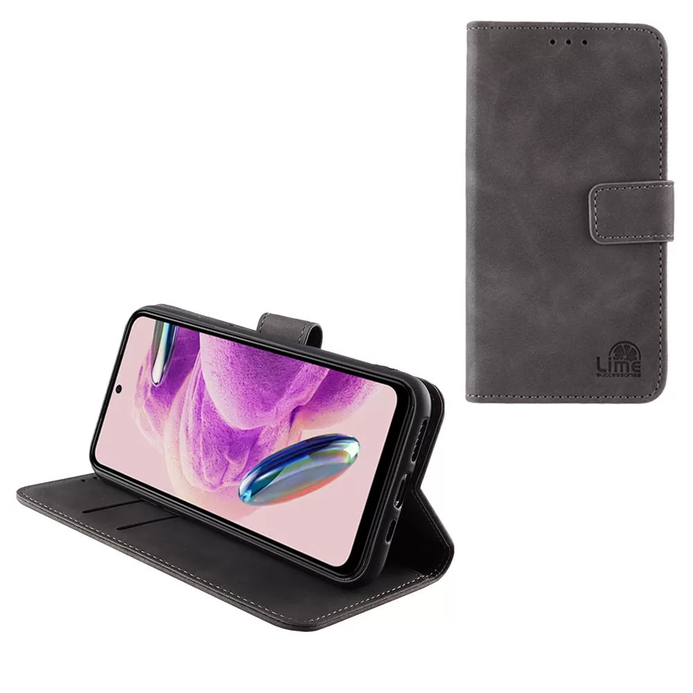 matshop.gr - LIME ΘΗΚΗ XIAOMI REDMI NOTE 12S 6.43" ESSENTIAL MAGNET BOOK STAND CLIP GREY