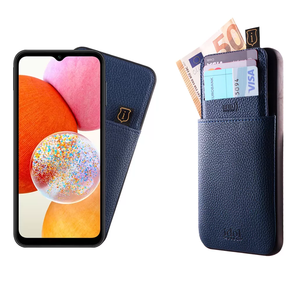 matshop.gr - IDOL 1991 ΘΗΚΗ SAMSUNG A14 4G A145/A14 5G A146 6.6" ANTI-RFID LEATHER SMART WALLET BLUE