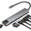 matshop.gr - NSP N14 8 IN 1 USB-C HUB TYPE C TO HDMI 4K 30HZ/2 USB 480Mbps/PD 87W/USB C/F / SD/TF USB 2.0 /RJ45 100Mbps ALU GREY