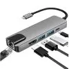 matshop.gr - NSP N18 5 IN 1 USB-C HUB TYPE C TO USB 3.0/RJ45 1000Mbps/PD 60W/USB 3.0 X2/ HDMI 4K ALU GREY