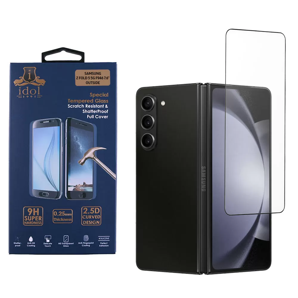 matshop.gr - IDOL 1991 TEMPERED GLASS SAMSUNG Z FOLD 5 F946 5G 7.6" 9H 0.25mm 2.5D SILK SCREEN OUTSIDE BLACK