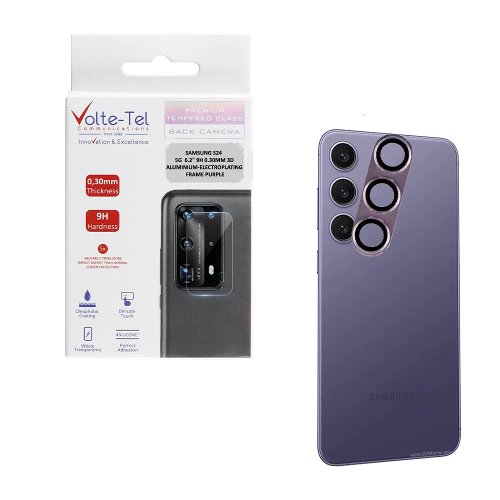 matshop.gr - VOLTE-TEL CAMERA GLASS COVER SAMSUNG S24 5G 6.2" 9H 0.30MM 3D ALUMINIUM-ELECTROPLATING FRAME PURPLE