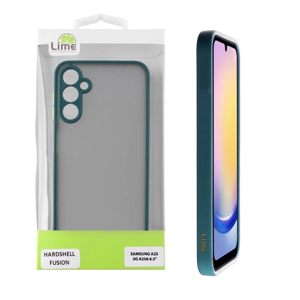 matshop.gr - LIME ΘΗΚΗ SAMSUNG A25 5G A256 6.5" HARDSHELL FUSION FULL CAMERA PROTECTION GREEN WITH YELLOW KEYS