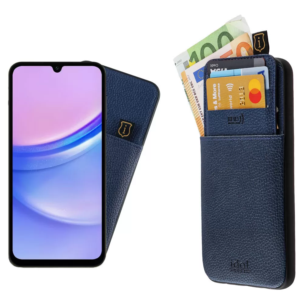 IDOL 1991 ΘΗΚΗ SAMSUNG A15 4G A155/A15 5G A156 6.4" ANTI-RFID LEATHER SMART WALLET BLUE