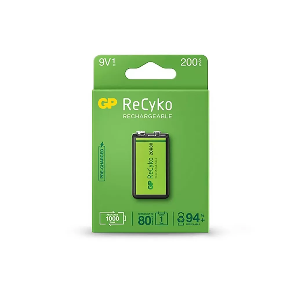 GP ΕΠΑΝΑΦΟΡΤΙΖΟΜΕΝΕΣ ΜΠΑΤΑΡΙΕΣ 9V 6F22 200mAh Ni-Mh RECYKO READY TO USE 1/BLISTER